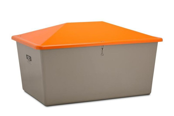 Cemo Streugutbehälter 2200 l, ohne Entnahmeöffnung, Behälter grau, Deckel orange, Maße: 213 x 152 x 124 cm, 7439