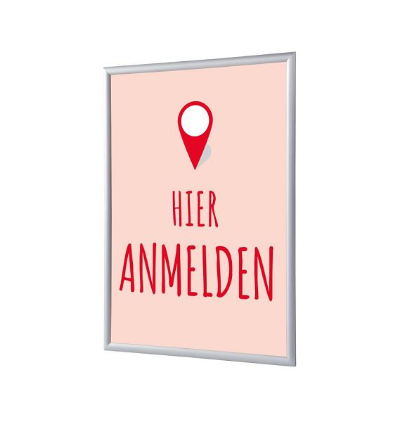 Showdown Displays Klapprahmen A4 Komplettset Hier Anmelden Rot Deutsch, KRA4G25LPPI458