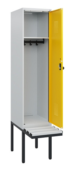 C+P Spind Evolo PLUS, 1 Abteil, 1950x400x815mm, 7035/1023, Drehriegel, Sitzfläche Kunststoff, 0490405-12 S10055