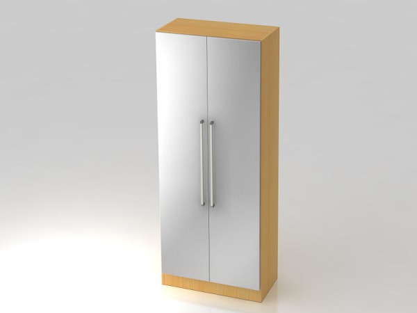 Hammerbacher Garderobenschrank 5OH, Sockelblende, Chromgriff Buche/Silber, 80x42x200,4 cm (BxTxH), V7200/6/S/CE