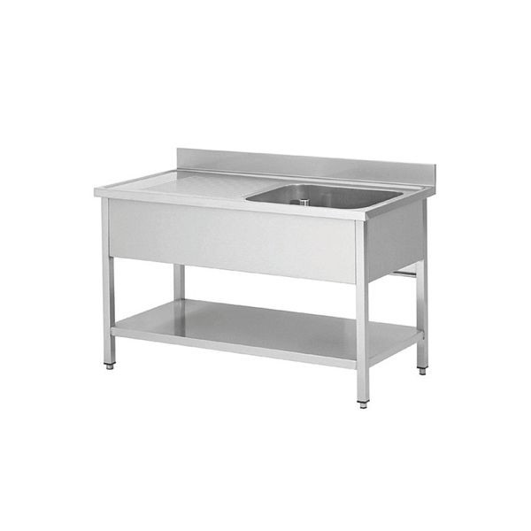 Skyrainbow Spültisch aus Edelstahl, ein Becken rechts, 100 x 70 cm, THSTR107BR1