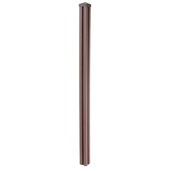 Mendler WPC-Pfosten Sarthe-WPC-Zaun, Pfeiler Pfahl, Stecksystem, 240cm, braun, 76247