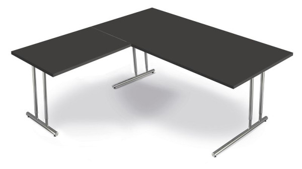 Kerkmann Winkelarbeitsplatz aus Schreibtisch B 2000 x T 1000 x H 680-820 mm, Artline, Farbe: anthrazit, 11767213
