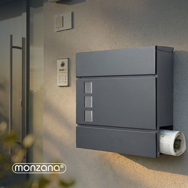 monzana Designer Briefkasten mit Sichtfenster Anthrazit, 108103