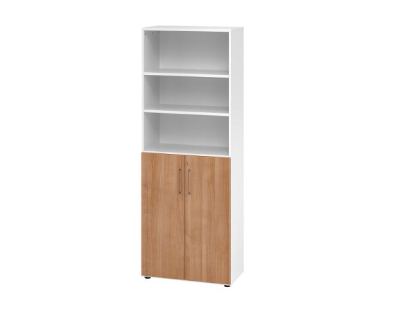 Hammerbacher Kombischrank 6OH/Türen 3OH 968T3 Weiß/Nussbaum, 80 x 42 x 215,4 cm, V968T3/W/N/BS