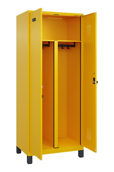 C+P PSA Schwarz-Weiß-Spind Evolo PLUS, mit Füßen, 2 Abteile, 1950x800x500mm, 10, Drehriegel, 049012-22P S10022
