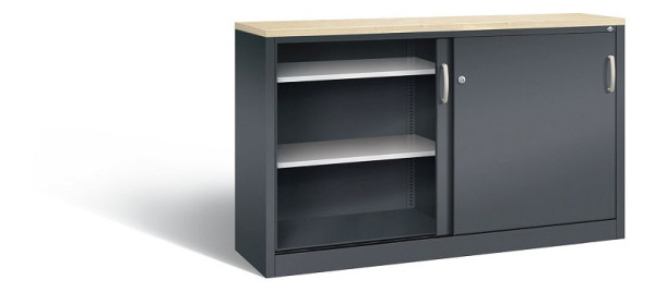 C+P Sideboard mit Schiebetüren Acurado, H1000xB1600xT400mm, Farbe: Schwarzgrau, Bügelgriff, 2146-00 S10156