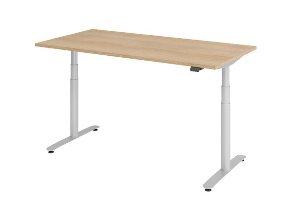 Hammerbacher Sitz-Steh-Schreibtisch elektrisch 160x80cm Eiche/Silber, VXDLR16/E/S
