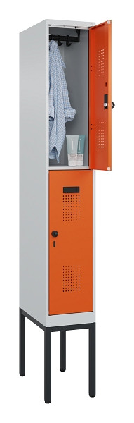 C+P Doppelstock-Spind Evolo PLUS, Gestell, 2 Fächer, 2120x300x500mm, 7035/2004, Drehriegel, 0493307-10 S10002