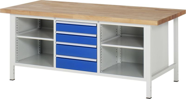 RAU Werkbank Serie 8000 - Modell 8566, B2000 x T900 x H840-1040 mm, 13-8566A2-209B4H.11