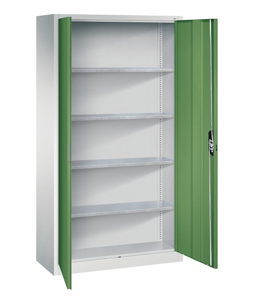 C+P Magazinschrank Serie 13, H1980xB1000xT420mm, 7035/6011, Einlegeböden 4, 133144-20 S10299