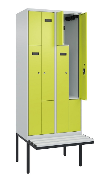 C+P Z-Spind Evolo PLUS, Bank, 4 Fächer, 2120x800x815mm, 7035/0024, Zylinderschloss, Material Sitzfläche Kunststoff, 0490437-224 S10096