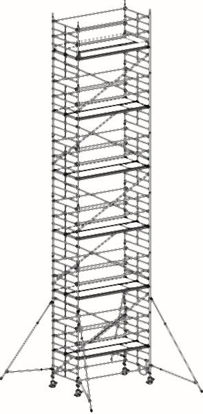 HYMER Fahrgerüst mit Ausleger, Bühnenlänge 2,95 m, Rahmenteilbreite 1,50 m, Reichhöhe 13,40 m, 837313