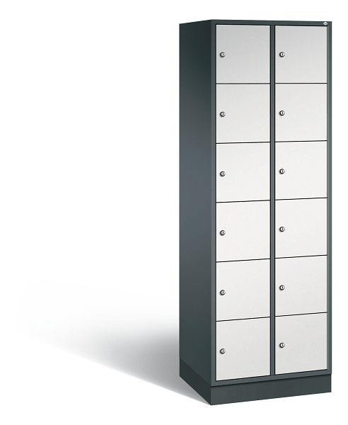 C+P Schließfachschrank Intro, 12 Fächer, H1950xB620xT490 mm, Anthrazit/Grau, 8670-201 S10163
