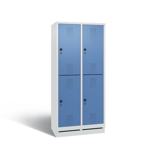 C+P Spind doppelstöckig Evolo, 2 Abteile, H1800xB810xT500 mm, Grau/Fernblau, 48320-22 S10654