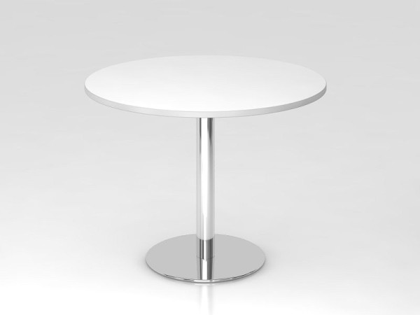 Hammerbacher Besprechungstisch 100cm rund Weiß/Chrom, Gestell verchromt, VSTF10/W/C