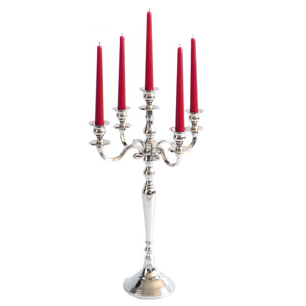 Mendler Kerzenleuchter Kerzenständer, 5-armig, aus Metall, vernickelt, 63 cm, 12186