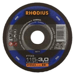 Rhodius PROline FT33 Freihandtrennscheibe, Durchmesser [mm]: 115, Stärke [mm]: 3, Bohrung [mm]: 22.23, VE: 25 Stück, 200719