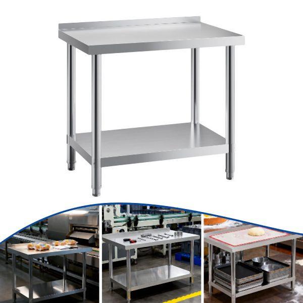 HOME NATURE WOHNKONZEPT Edelstahltisch Arbeitstisch Grilltisch Outdoor Küchentisch mit Ablagefläche, stabil bis 90 kg, 83,4x60x90cm, YQ0023