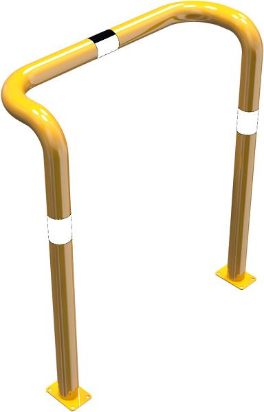 Schake Rammschutzbügel Doppelbügel, vertiefte Ausführung, mit 2 Standpfosten, Breite: 1000 mm, Höhe Überflur: 1155 mm, zum Aufdübeln, 477_75PBG