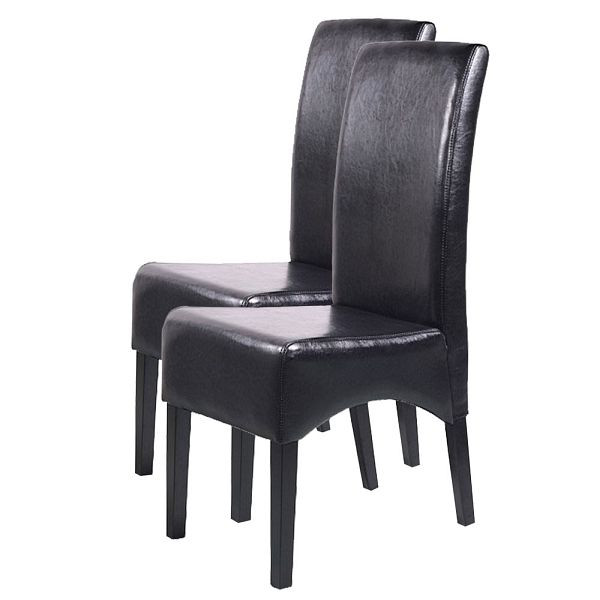 Mendler 2er-Set Esszimmerstuhl Küchenstuhl Stuhl Latina, LEDER, schwarz, dunkle Beine, 7950