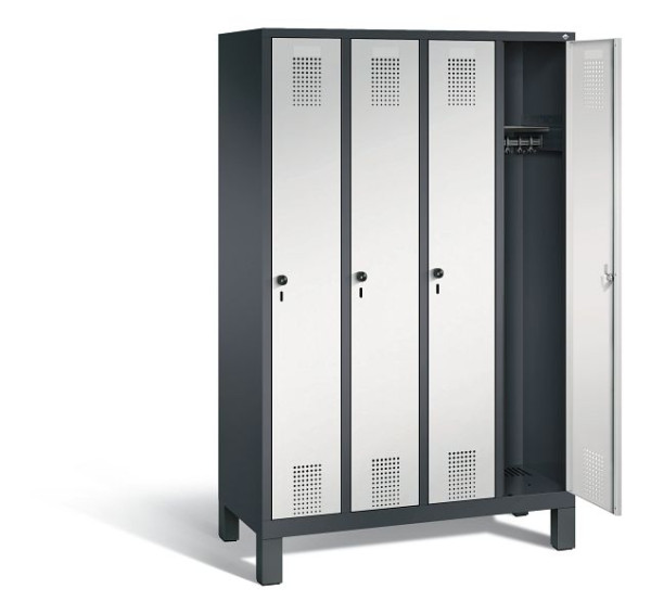 C+P Garderobenschrank Evolo, H1850xB1190xT500mm, Farbe: Schwarzgrau / Lichtgrau, 48010-40 S10089