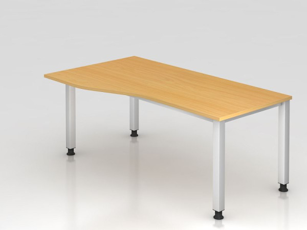 Hammerbacher Schreibtisch 4-Fuß eckig 180x100/80cm Buche, Freiform, links oder rechts montierbar, VQS18/6/S
