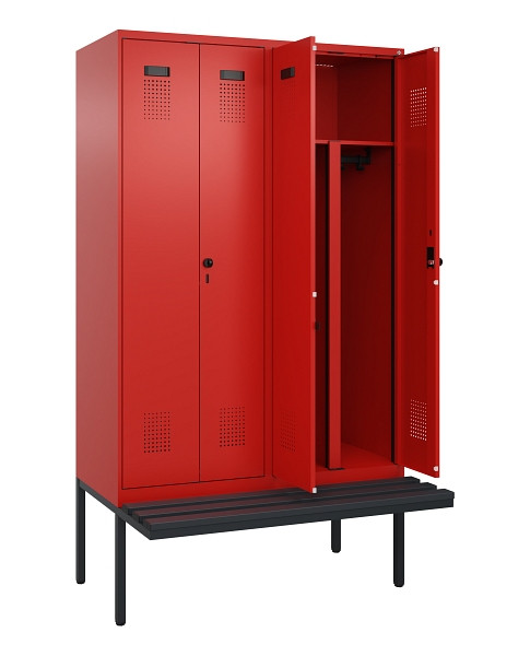C+P PSA Doppel-Spind Evolo PLUS, Bank, 4 Abteile, 2120x1200x815mm, 3020/3020, Drehriegel, Material Sitzfläche Kunststoff, 0490427-40P S10079