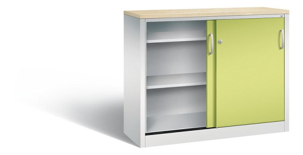 C+P Sideboard mit Schiebetüren Acurado, H1000xB1200xT400mm, Farbe: Lichtgrau / Viridingrün, Bügelgriff, 2046-00 S10258