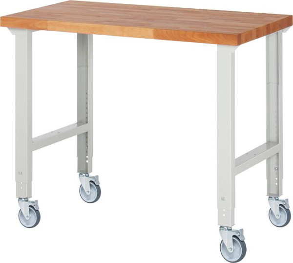 RAU Fahrbare Werkbank (höhenverstellbar) 7000-1, 1250x700x950-1000mm, 4 Lenkrollen, 05-7000-1-127B4H4.12