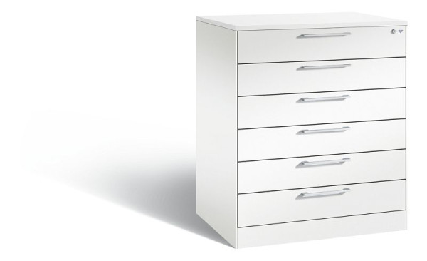 C+P Karteischrank Asisto, H1010xB800xT600mm, Farbe: Verkehrsweiß, Bügelgriff, 146243-600 S10031