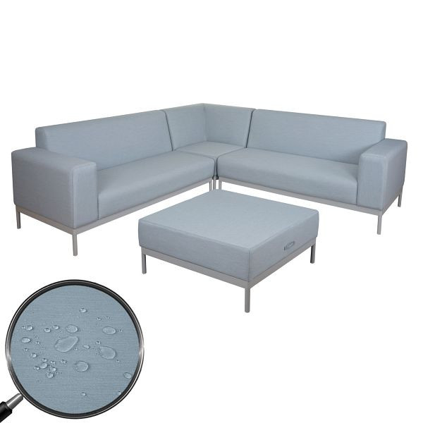 Mendler Ecksofa HWC-C47, Sofa Loungesofa Couch, Stoff/Textil Indoor wasserabweisend, blau ohne Ablage, 58493+58494+58495+1