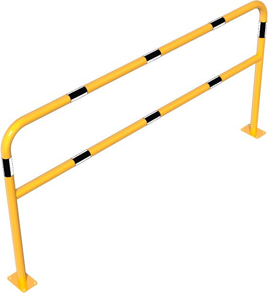 Schake Rohrbügel aus Stahlrohr gelb / schwarz mit Querholm zum Einbetonieren, Gesamtbreite: 2000 mm, Gesamthöhe: 1000 mm, Stahlrohr Ø 48 mm, 448_64BG