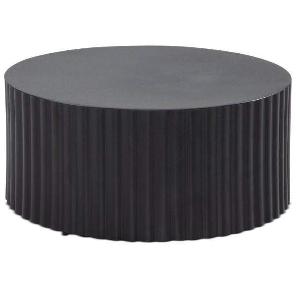 Wohnling Couchtisch 67x67x31 cm Metall Schwarz Sofatisch Rund, mit Wellen-Muster, Eisen in Lamellen-Optik, Modern, WL6.760