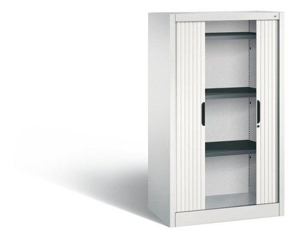 C+P Sideboard mit Rollladen Omnispace, H1345xB800xT420mm, Farbe: Lichtgrau / Verkehrsweiß, Griffmulde, 3 OH, 3221-00 S10086