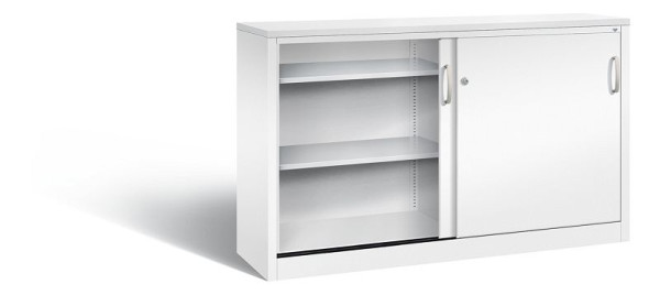 C+P Sideboard mit Schiebetüren Acurado, H1000xB1600xT400mm, Farbe: Verkehrsweiß, Bügelgriff, 2146-00 S10132