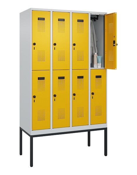 C+P Doppelstock-Spind Evolo PLUS, Gestell, 8 Fächer, 2120x1200x500mm, 7035/1004, Drehriegel, 0493307-40 S10000
