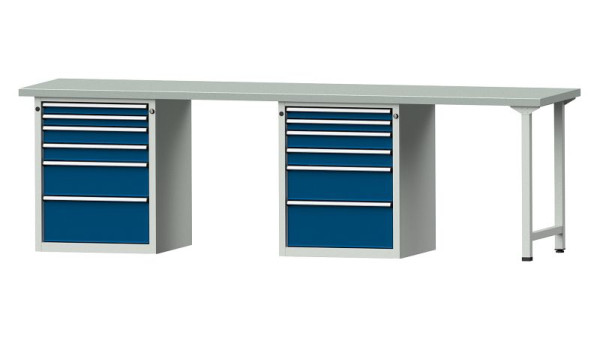 ANKE Werkbänke Kombiwerkbank, Modell 916 V, 2800 x 700 x 840 mm, RAL 7035/5010, ZBP 40 mm, 415.156