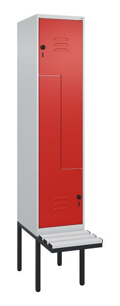 C+P Z-Spind Classic PLUS, Bank, 2 Abteile, 2120x400x815mm, 7035/3020, Drehriegel, 0800437-122 S10032