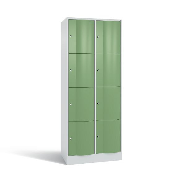 C+P Schließfachschrank Resisto, 8 Fächer, H1950xB772xT540 mm, Grau/Resedagrün, 8470-272 S10156