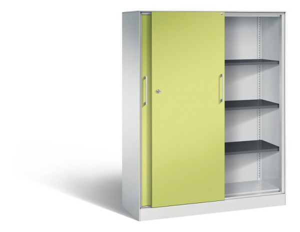 C+P Schiebetürenschrank Asisto, H1635xB1200xT435mm, Farbe: Lichtgrau / Viridingrün, Bügelgriff, 4 OH, 142011-000 S10050