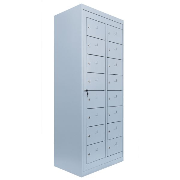 Lüllmann Verteilerschrank, 2 Abteile, 16 Fächer, 1800 x 740 x 500 mm, lichtgrau, 526280
