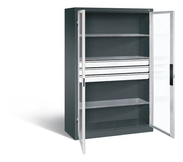 C+P Werkzeugschrank Acurado, H1950xB1200xT500mm, Farbe: Anthrazitgrau / Lichtgrau, Muldengriff, 8931-5530 S10112