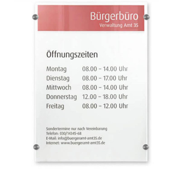STEIN HGS Türschild DIN A6 - Crystal Sign, Breite 297 mm, Höhe 420 mm, 77955.0006