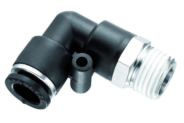 Prevost 90°-Winkelstück mit konischem Außengewinde - RPC MR, AG BSPT= R 3/8, für Schlauch mit Außen-Ø= 8 mm, VE: 10 Stück, RPC MR0802