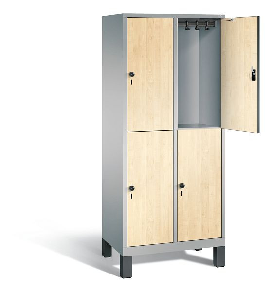 C+P Spind doppelstöckig Evolo, H1850xB810xT500mm, Farbe: Weißaluminium / Dekor Donau-Ahorn, 48310-22 S10288