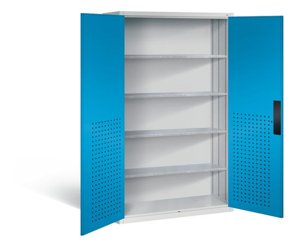 C+P Magazinschrank Serie 13, H1950xB1100xT535mm, Farbe: Lichtgrau / Lichtblau, Muldengriff, 130276-613 S10027