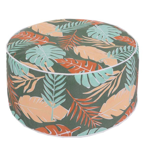 Mendler Sitzhocker HWC-G31, Pouf Sitzkissen Sitzsack Gartenhocker, aufblasbar In-/Outdoor Spun Poly 29x55cm, Blatt-Design, 106840
