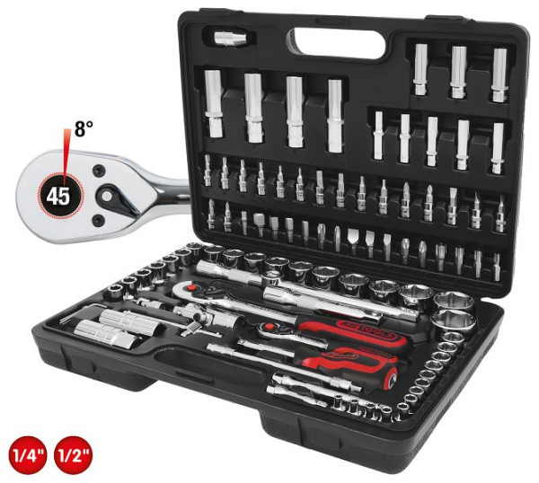 KS Tools 1/4"+1/2" CHROMEplus Steckschlüssel-Satz, 96-teilig, 918.0796
