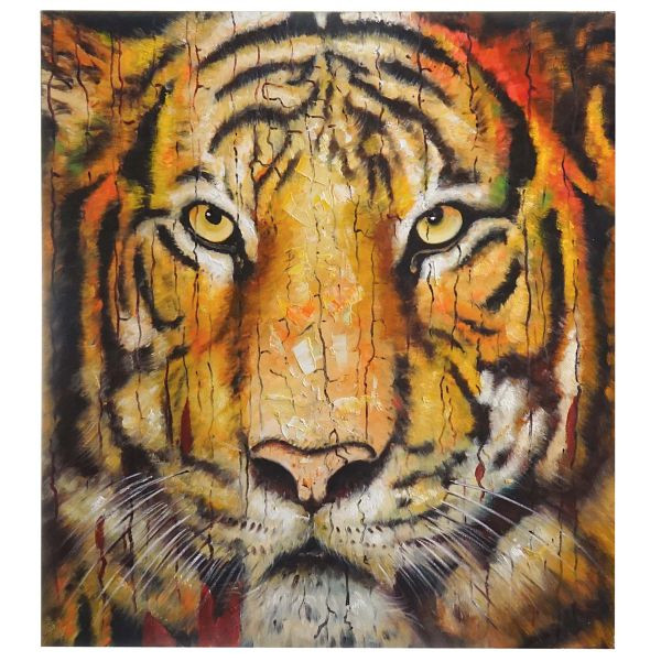 Mendler Ölgemälde Tiger, 100% handgemaltes Wandbild Gemälde XL, 100x90cm, 44748